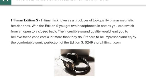 HIFIMAN Edition S获美国赫芬顿邮报2017最佳音频产品推荐